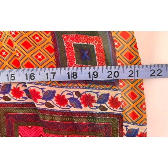 Global Desi Multicolor Patch Print V-Neck Maxi Dress w/ Side Split, S - Picture 6 of 11